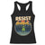 Frog Resist Racerback Tank Top Portland Frog Activist Protest Retro Sunset TS11 Black Print Your Wear