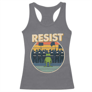Frog Resist Racerback Tank Top Portland Frog Activist Protest Retro Sunset TS11 Charcoal Print Your Wear