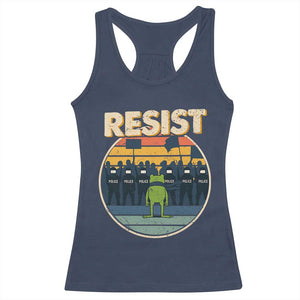 Frog Resist Racerback Tank Top Portland Frog Activist Protest Retro Sunset TS11 Navy Print Your Wear