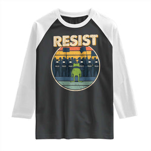 Frog Resist Raglan Shirt Portland Frog Activist Protest Retro Sunset TS11 Black White Print Your Wear