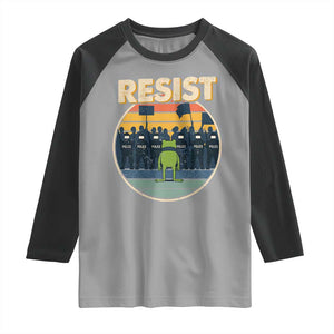 Frog Resist Raglan Shirt Portland Frog Activist Protest Retro Sunset TS11 Sport Gray Black Print Your Wear