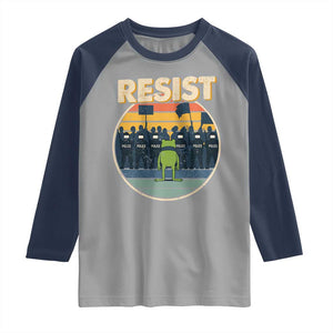 Frog Resist Raglan Shirt Portland Frog Activist Protest Retro Sunset TS11 Sport Gray Navy Print Your Wear