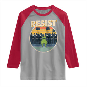 Frog Resist Raglan Shirt Portland Frog Activist Protest Retro Sunset TS11 Sport Gray Red Print Your Wear