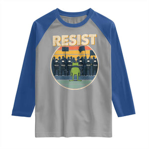 Frog Resist Raglan Shirt Portland Frog Activist Protest Retro Sunset TS11 Sport Gray Royal Print Your Wear