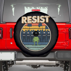 Frog Resist Spare Tire Cover Portland Frog Activist Protest Retro Sunset TS11 Black Print Your Wear