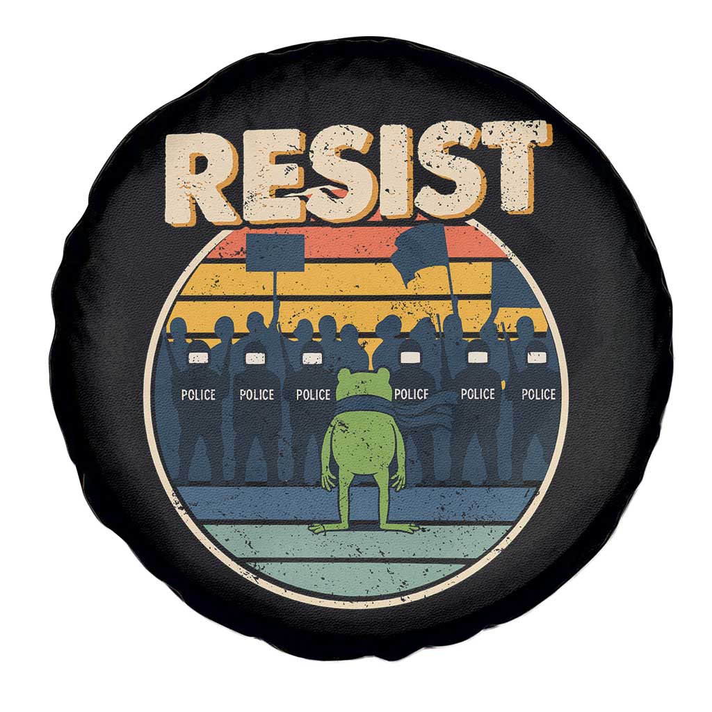 Frog Resist Spare Tire Cover Portland Frog Activist Protest Retro Sunset TS11 Print Your Wear