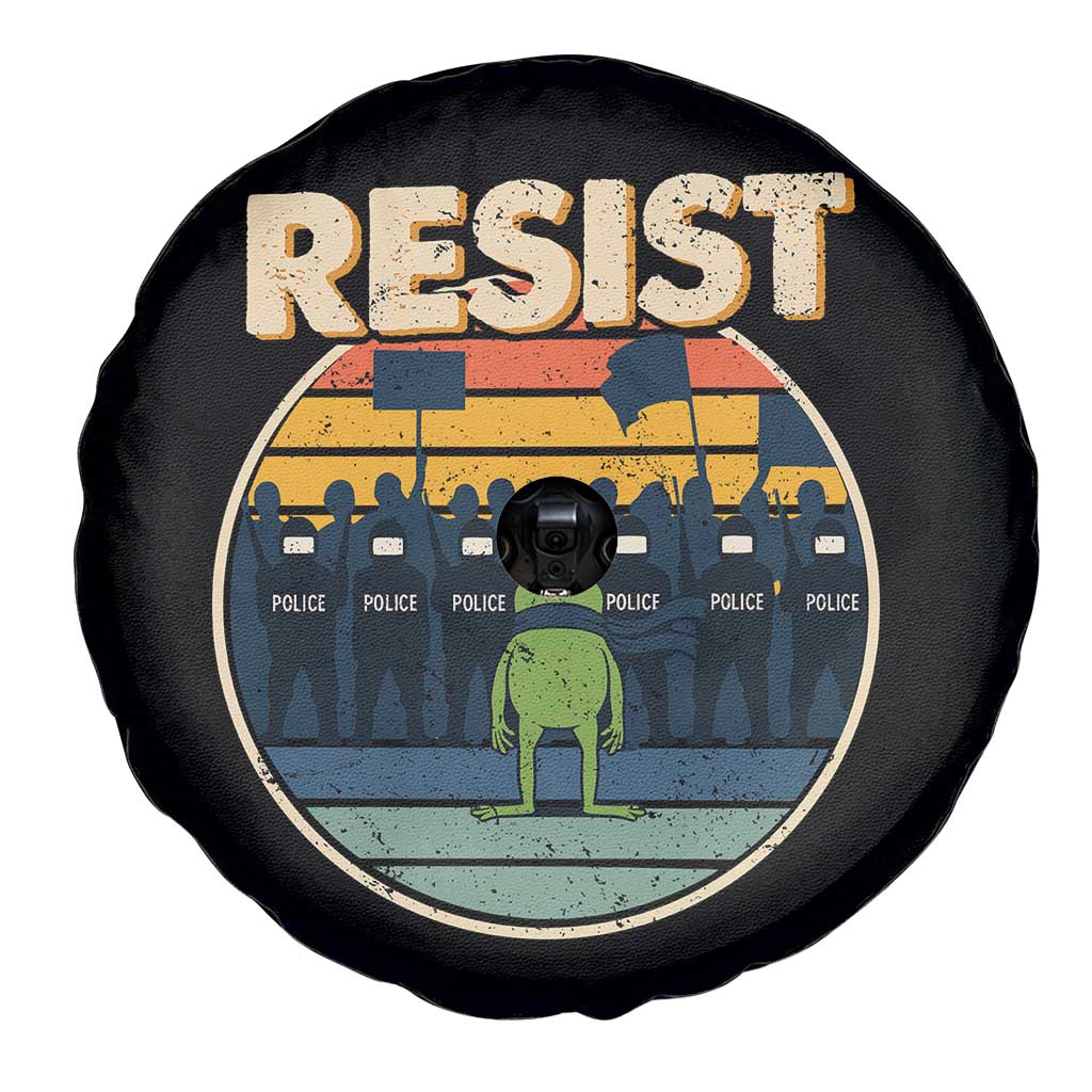 Frog Resist Spare Tire Cover Portland Frog Activist Protest Retro Sunset TS11 Print Your Wear