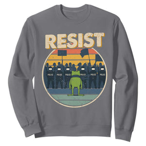 Frog Resist Sweatshirt Portland Frog Activist Protest Retro Sunset TS11 Charcoal Print Your Wear