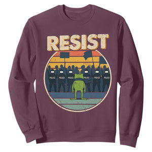 Frog Resist Sweatshirt Portland Frog Activist Protest Retro Sunset TS11 Maroon Print Your Wear