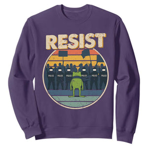 Frog Resist Sweatshirt Portland Frog Activist Protest Retro Sunset TS11 Purple Print Your Wear