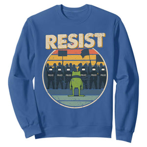 Frog Resist Sweatshirt Portland Frog Activist Protest Retro Sunset TS11 Royal Blue Print Your Wear