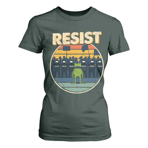 Frog Resist T Shirt For Women Portland Frog Activist Protest Retro Sunset TS11 Dark Forest Green Print Your Wear