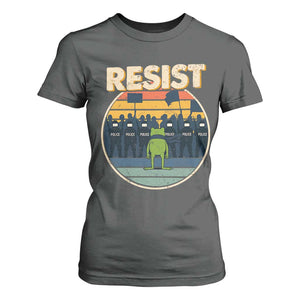 Frog Resist T Shirt For Women Portland Frog Activist Protest Retro Sunset TS11 Dark Heather Print Your Wear