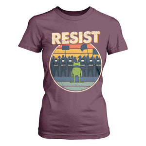 Frog Resist T Shirt For Women Portland Frog Activist Protest Retro Sunset TS11 Maroon Print Your Wear