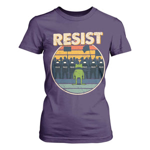 Frog Resist T Shirt For Women Portland Frog Activist Protest Retro Sunset TS11 Purple Print Your Wear