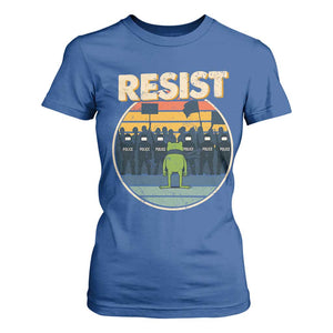 Frog Resist T Shirt For Women Portland Frog Activist Protest Retro Sunset TS11 Royal Blue Print Your Wear
