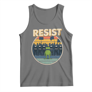 Frog Resist Tank Top Portland Frog Activist Protest Retro Sunset TS11 Black Heather Print Your Wear