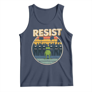 Frog Resist Tank Top Portland Frog Activist Protest Retro Sunset TS11 Navy Print Your Wear