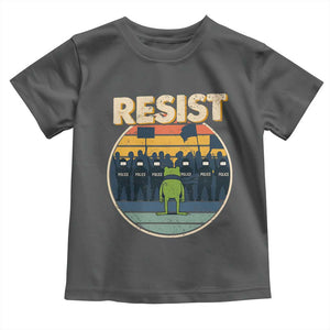 Frog Resist Toddler T Shirt Portland Frog Activist Protest Retro Sunset TS11 Dark Heather Print Your Wear