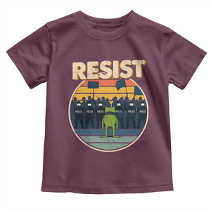 Frog Resist Toddler T Shirt Portland Frog Activist Protest Retro Sunset TS11 Maroon Print Your Wear