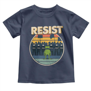 Frog Resist Toddler T Shirt Portland Frog Activist Protest Retro Sunset TS11 Navy Print Your Wear