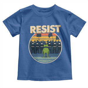 Frog Resist Toddler T Shirt Portland Frog Activist Protest Retro Sunset TS11 Royal Blue Print Your Wear