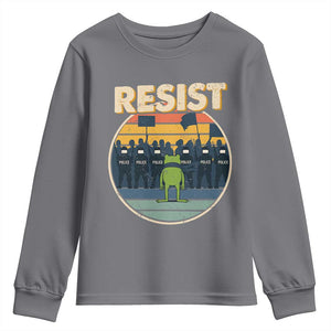 Frog Resist Youth Sweatshirt Portland Frog Activist Protest Retro Sunset TS11 Charcoal Print Your Wear
