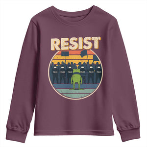 Frog Resist Youth Sweatshirt Portland Frog Activist Protest Retro Sunset TS11 Maroon Print Your Wear