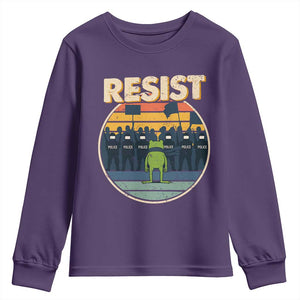 Frog Resist Youth Sweatshirt Portland Frog Activist Protest Retro Sunset TS11 Purple Print Your Wear