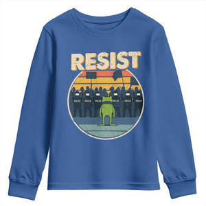 Frog Resist Youth Sweatshirt Portland Frog Activist Protest Retro Sunset TS11 Royal Blue Print Your Wear