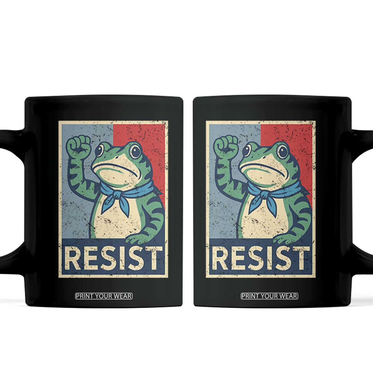Frog Resist Coffee Mug Portland Frog Raised Fist Poster Graphic TS11 Black Print Your Wear