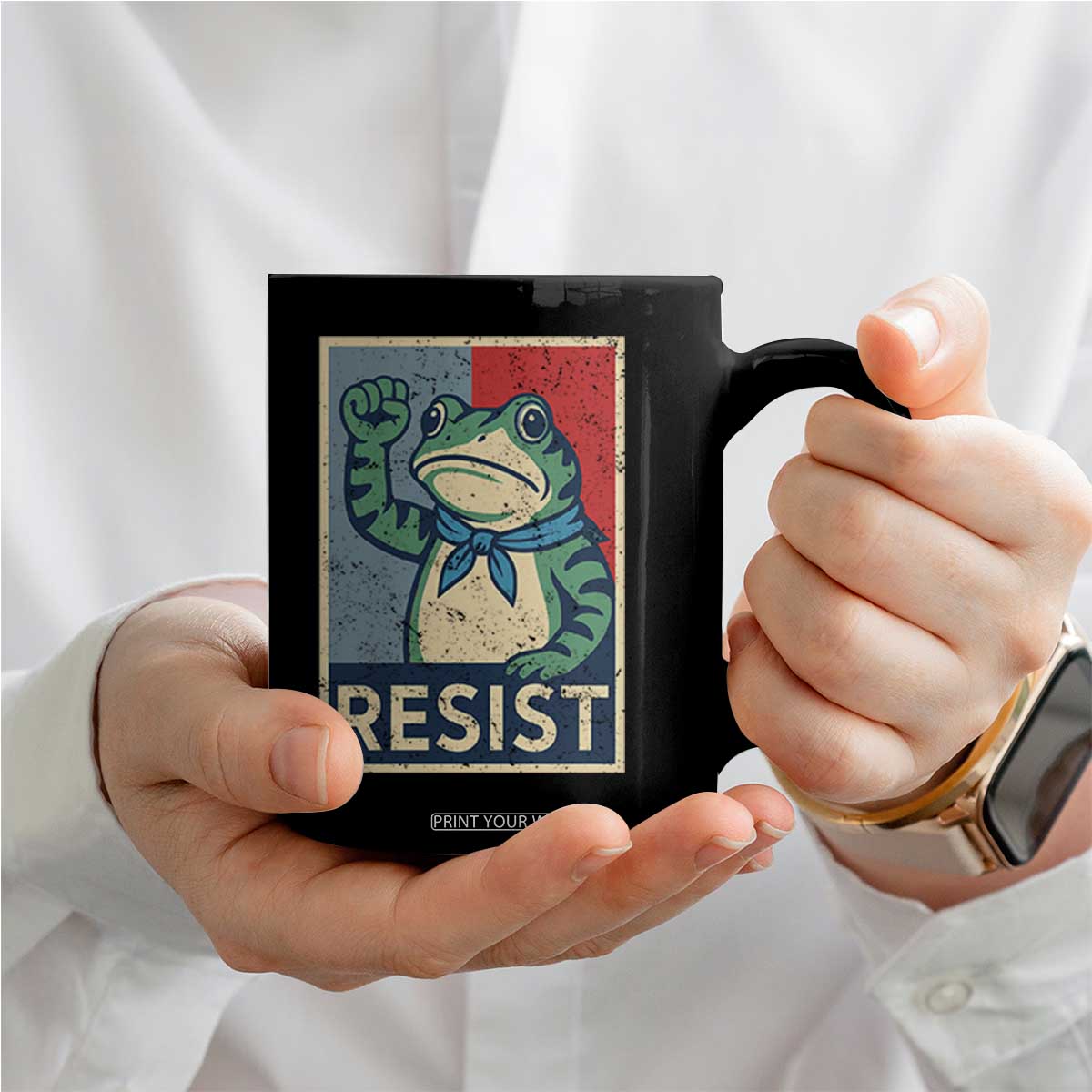 Frog Resist Coffee Mug Portland Frog Raised Fist Poster Graphic TS11 Print Your Wear