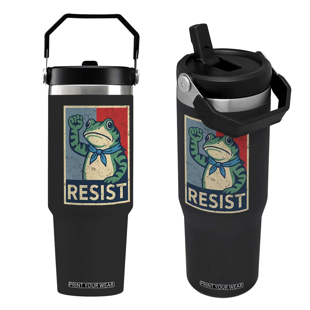Frog Resist Flip Straw Tumbler Portland Frog Raised Fist Poster Graphic TS11 One Size: 30 oz Black Print Your Wear