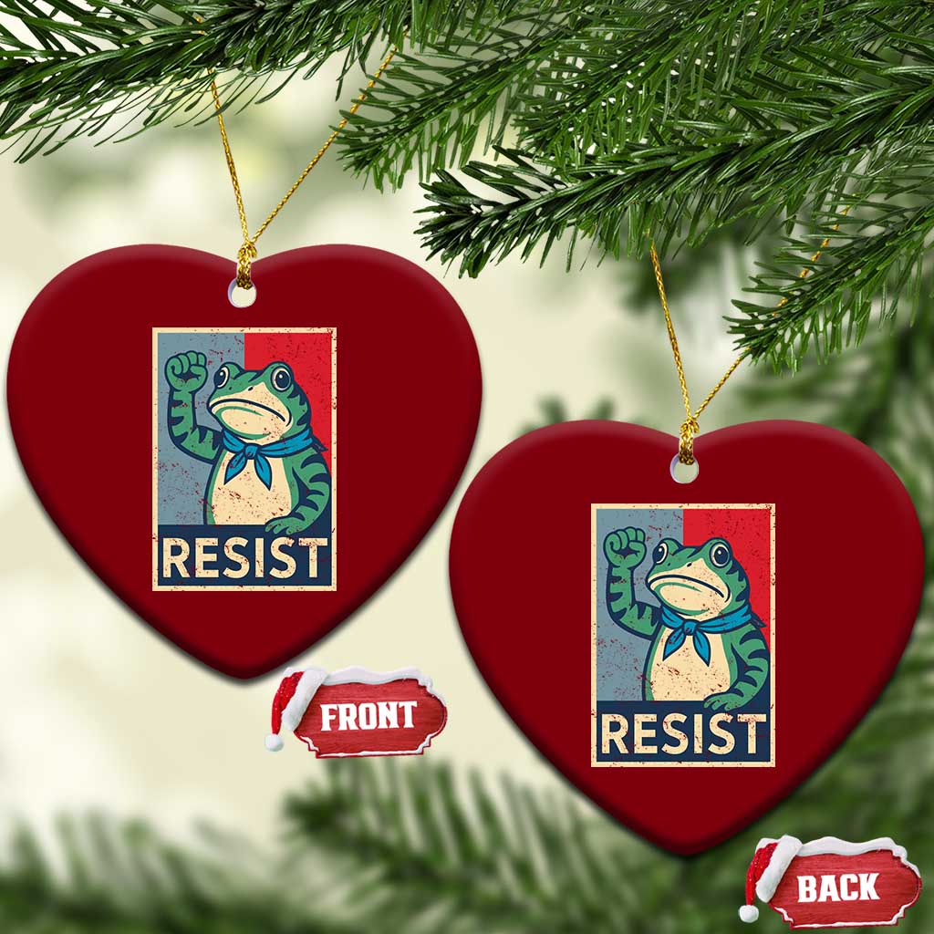 Frog Resist Ceramic Ornament Portland Frog Raised Fist Poster Graphic TS11 Print Your Wear