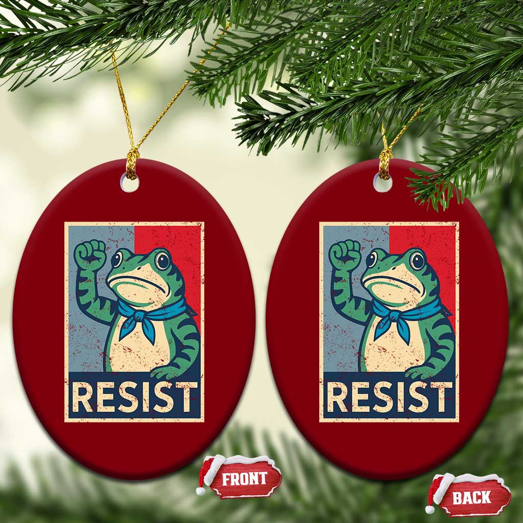 Frog Resist Ceramic Ornament Portland Frog Raised Fist Poster Graphic TS11 Print Your Wear