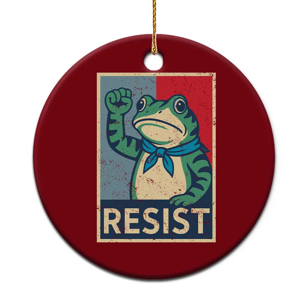 Frog Resist Ceramic Ornament Portland Frog Raised Fist Poster Graphic TS11 1pc Red Print Your Wear