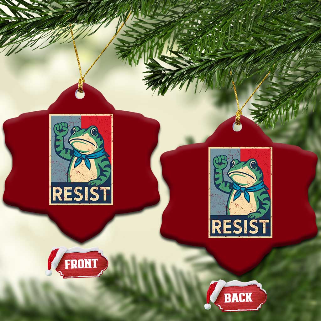 Frog Resist Ceramic Ornament Portland Frog Raised Fist Poster Graphic TS11 Print Your Wear