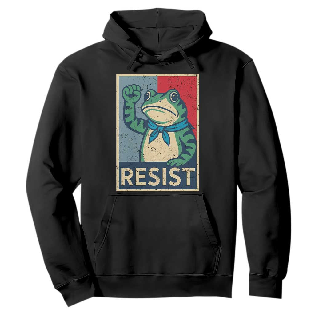 Frog Resist Hoodie Portland Frog Raised Fist Poster Graphic TS11 Black Print Your Wear