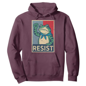 Frog Resist Hoodie Portland Frog Raised Fist Poster Graphic TS11 Maroon Print Your Wear