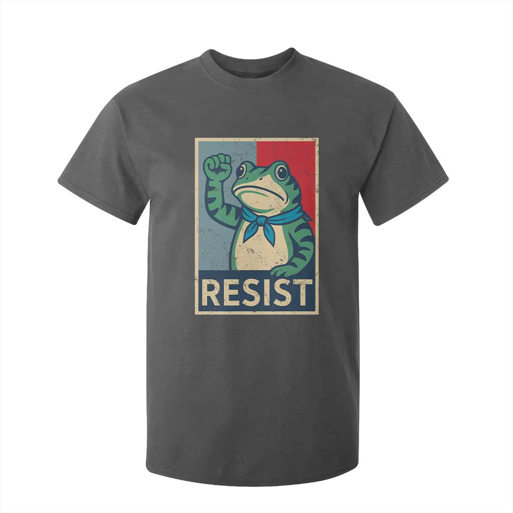 Frog Resist T Shirt For Kid Portland Frog Raised Fist Poster Graphic TS11 Dark Heather Print Your Wear
