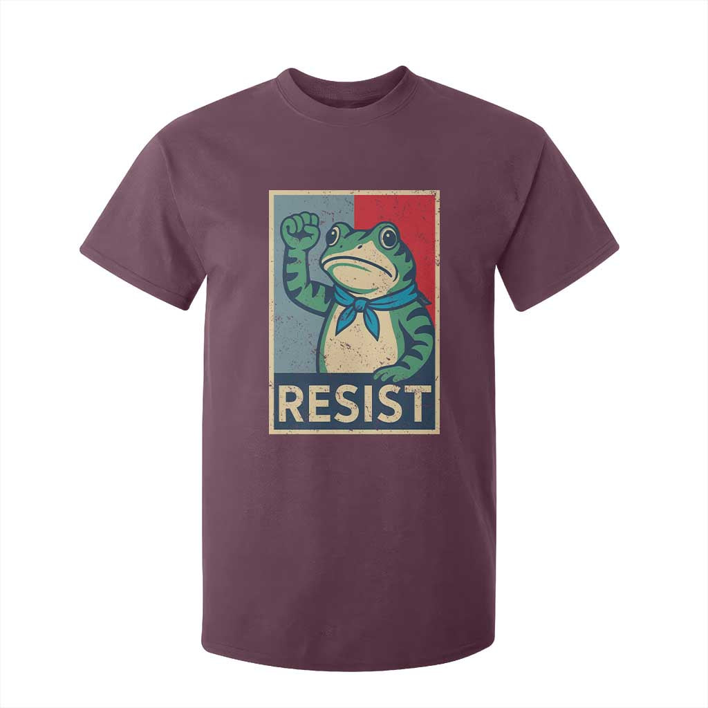 Frog Resist T Shirt For Kid Portland Frog Raised Fist Poster Graphic TS11 Maroon Print Your Wear