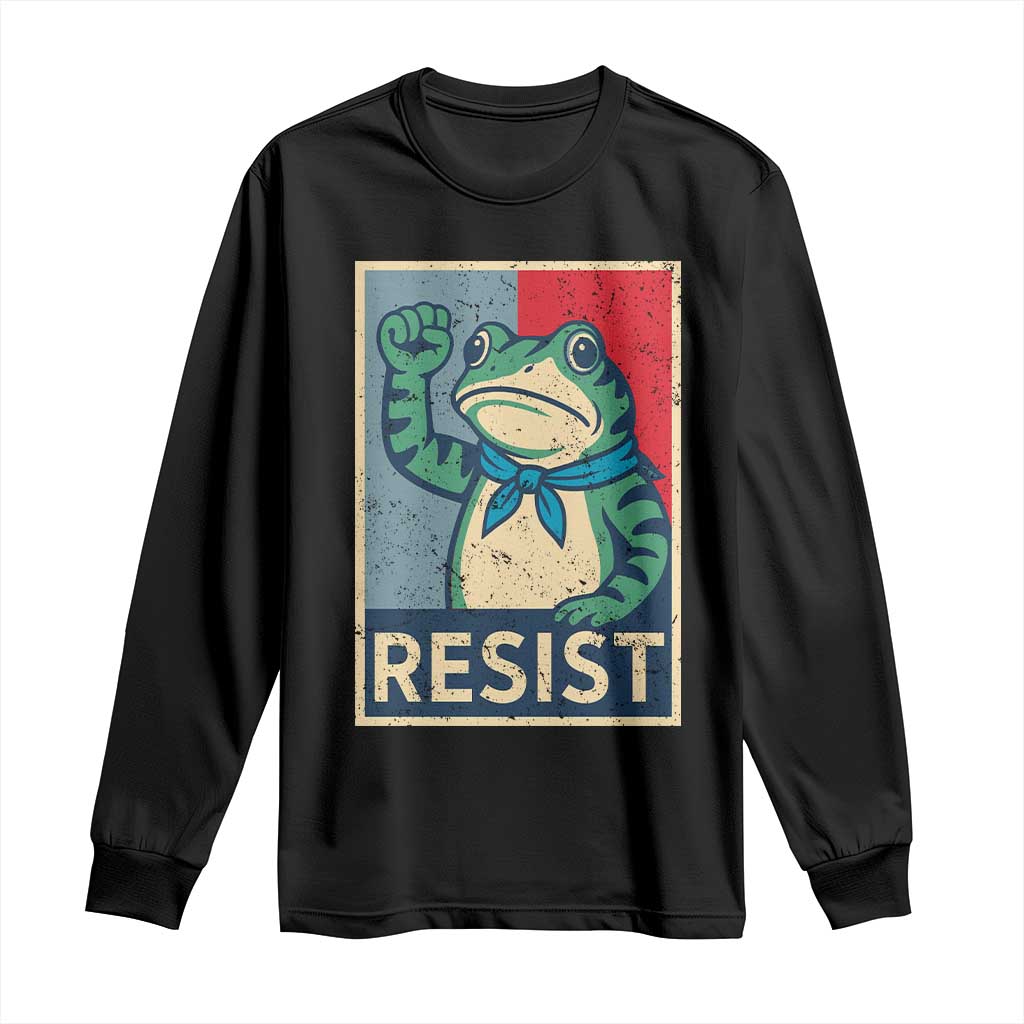 Frog Resist Long Sleeve Shirt Portland Frog Raised Fist Poster Graphic TS11 Black Print Your Wear