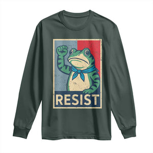 Frog Resist Long Sleeve Shirt Portland Frog Raised Fist Poster Graphic TS11 Dark Forest Green Print Your Wear