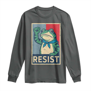 Frog Resist Long Sleeve Shirt Portland Frog Raised Fist Poster Graphic TS11 Dark Heather Print Your Wear