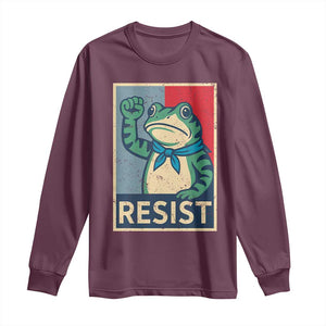Frog Resist Long Sleeve Shirt Portland Frog Raised Fist Poster Graphic TS11 Maroon Print Your Wear