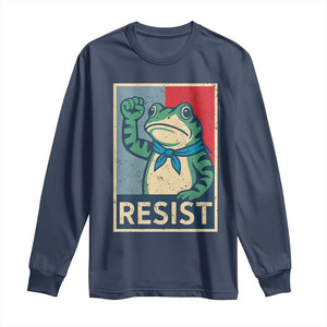 Frog Resist Long Sleeve Shirt Portland Frog Raised Fist Poster Graphic TS11 Navy Print Your Wear