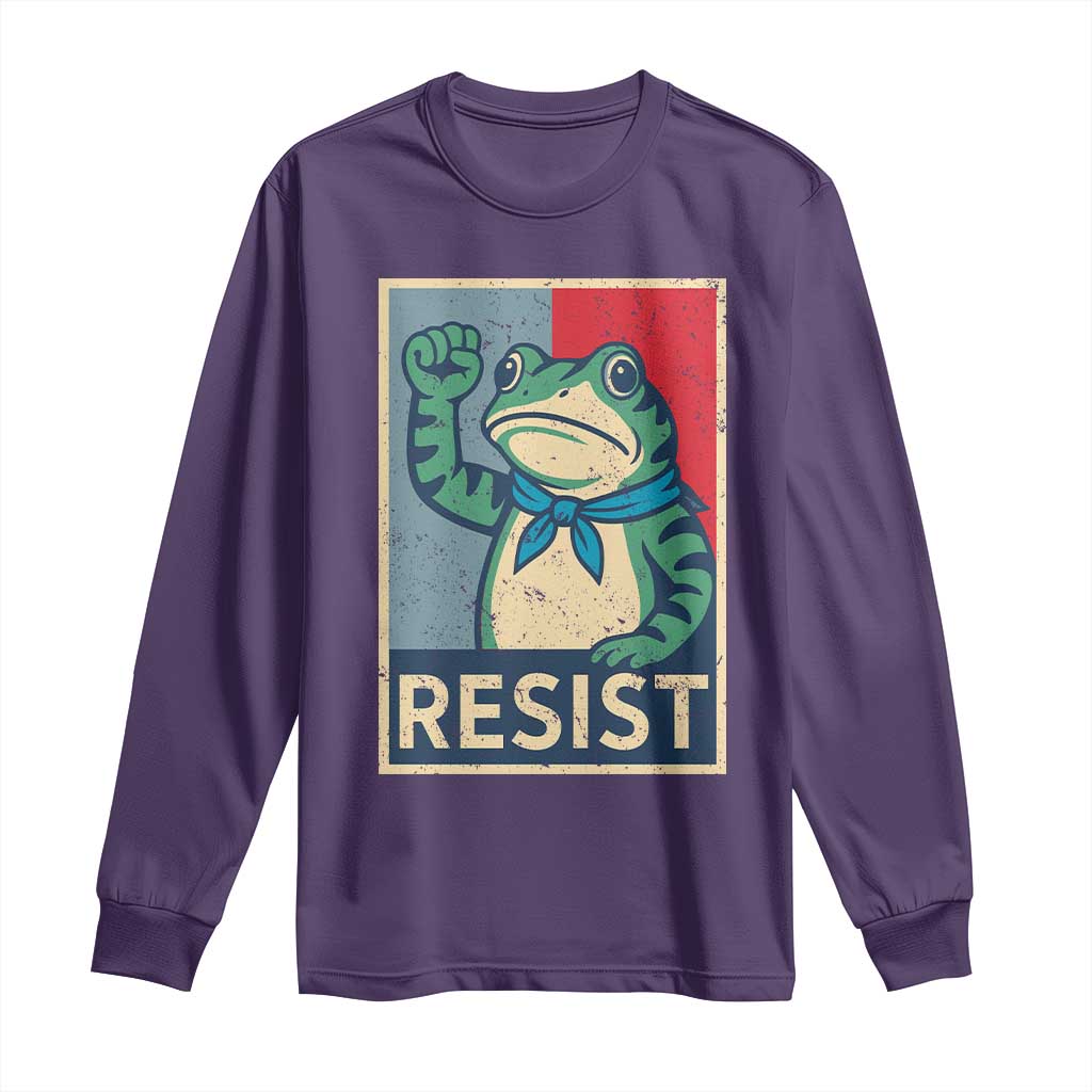 Frog Resist Long Sleeve Shirt Portland Frog Raised Fist Poster Graphic TS11 Purple Print Your Wear