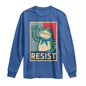 Frog Resist Long Sleeve Shirt Portland Frog Raised Fist Poster Graphic TS11 Royal Blue Print Your Wear