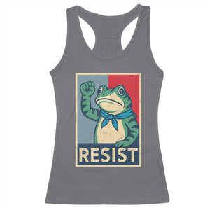 Frog Resist Racerback Tank Top Portland Frog Raised Fist Poster Graphic TS11 Charcoal Print Your Wear