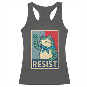 Frog Resist Racerback Tank Top Portland Frog Raised Fist Poster Graphic TS11 Dark Heather Print Your Wear